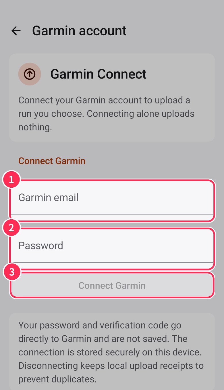 Android Garmin sign-in