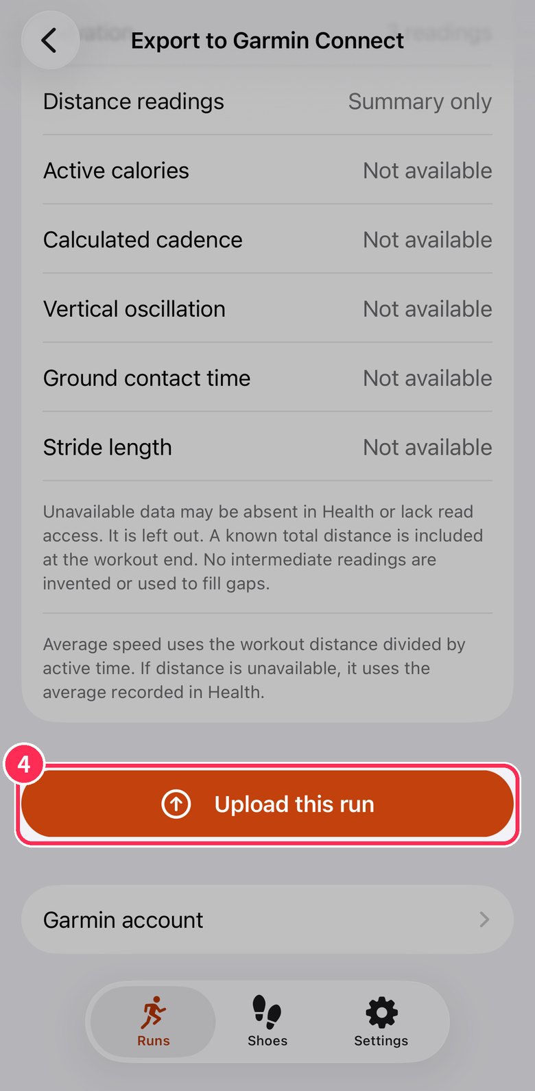 Upload this run button
