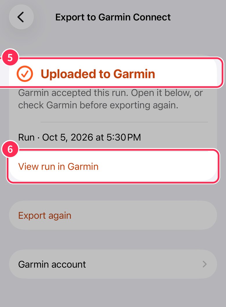 Uploaded to Garmin screen